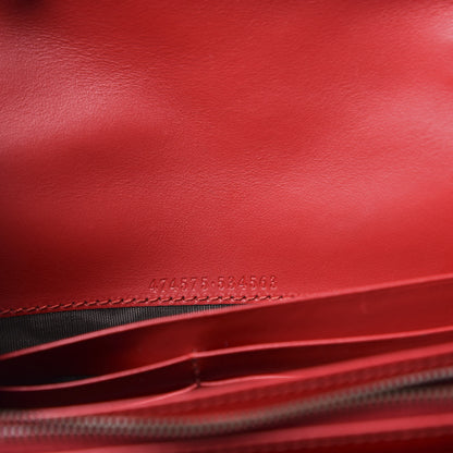 Gucci Calfskin Matelasse GG Marmont Chain Wallet Hibiscus Red 6 of 9