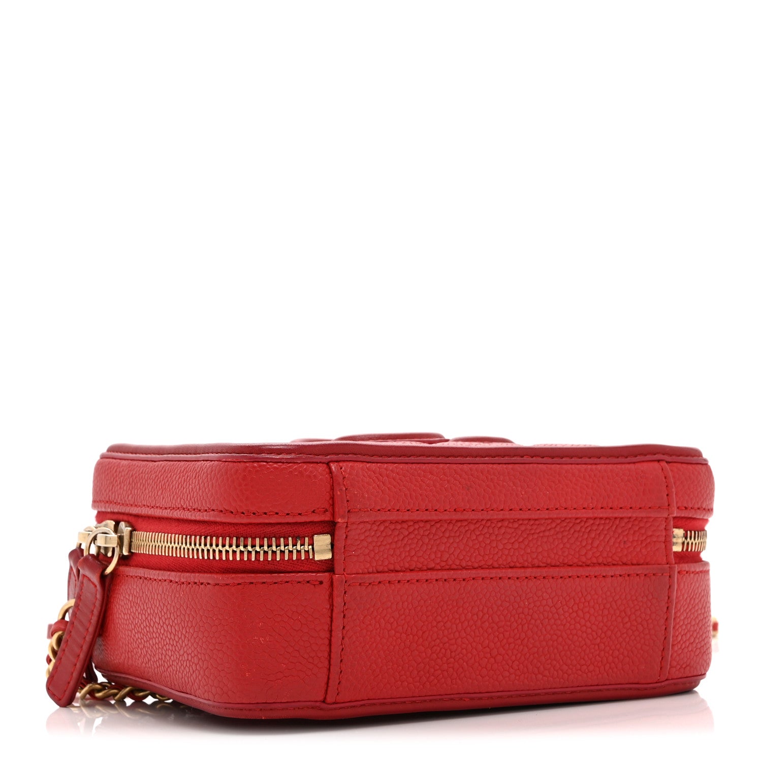 Chanel Caviar Quilted Small CC Filigree Vanity Case Red 4 of 10