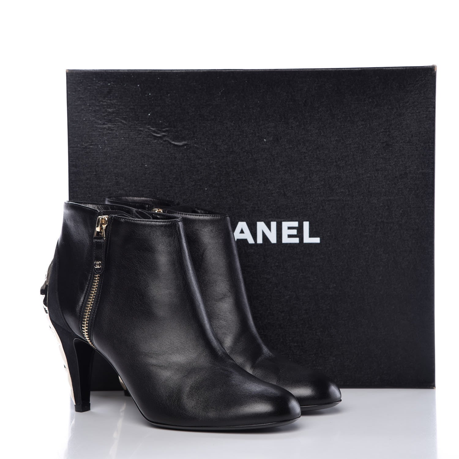 Chanel Lambskin Suede CC Short Boots 38.5 Black 9 of 9