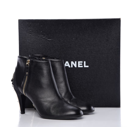 Chanel Lambskin Suede CC Short Boots 38.5 Black 9 of 9