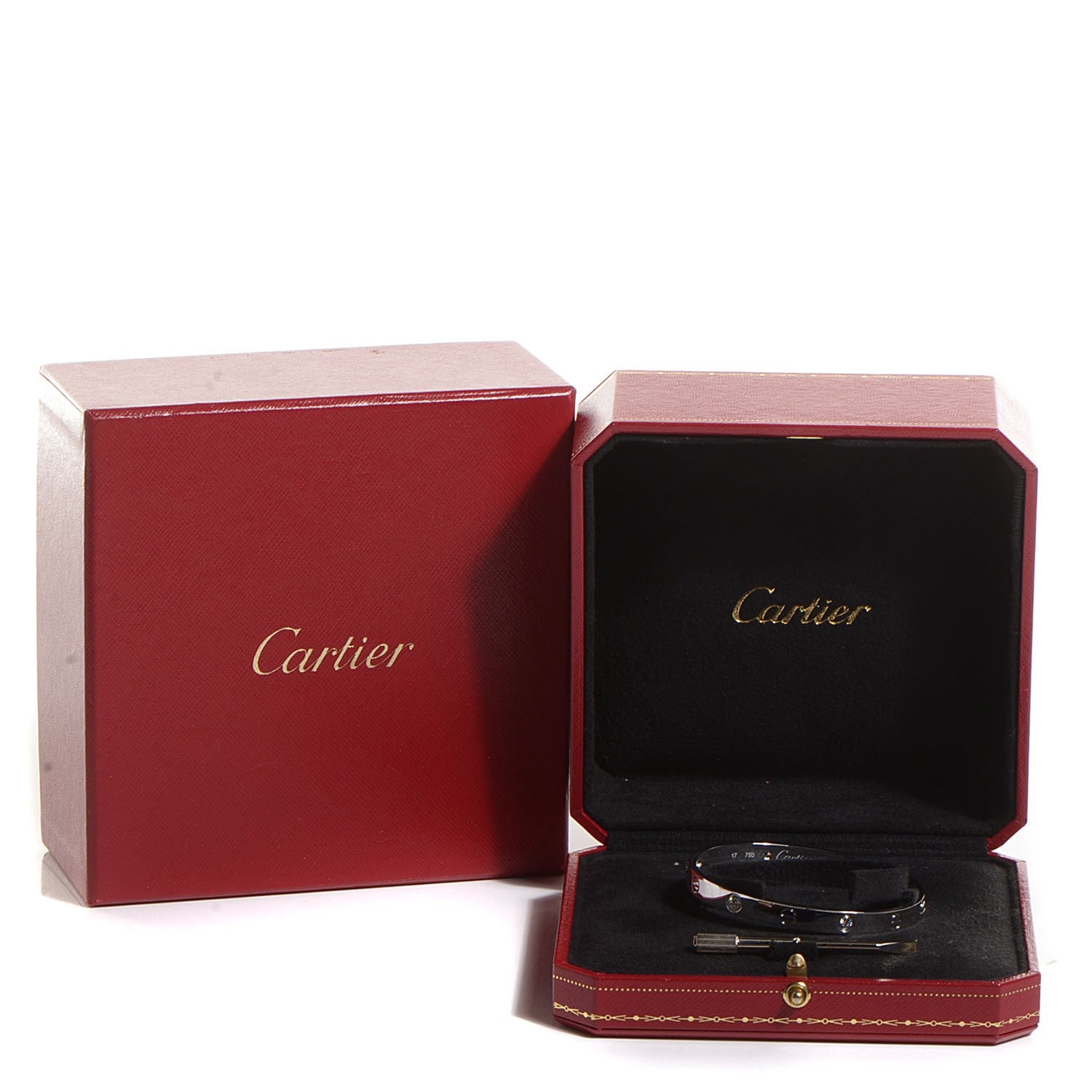 Cartier 18K White Gold 4 Diamond LOVE Bracelet 17 4 of 7