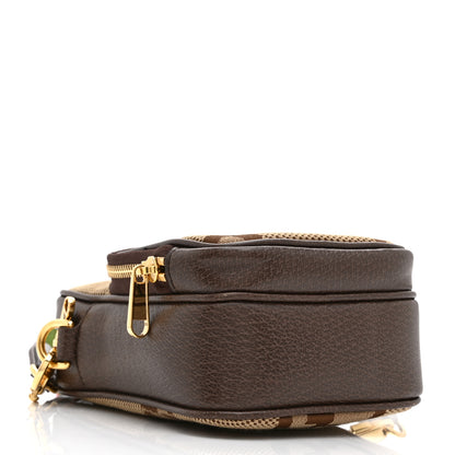 Gucci Monogram Jumbo GG Textured Dollar Calfskin Web Shoulder Bag Camel Ebony New Acero 4 of 10