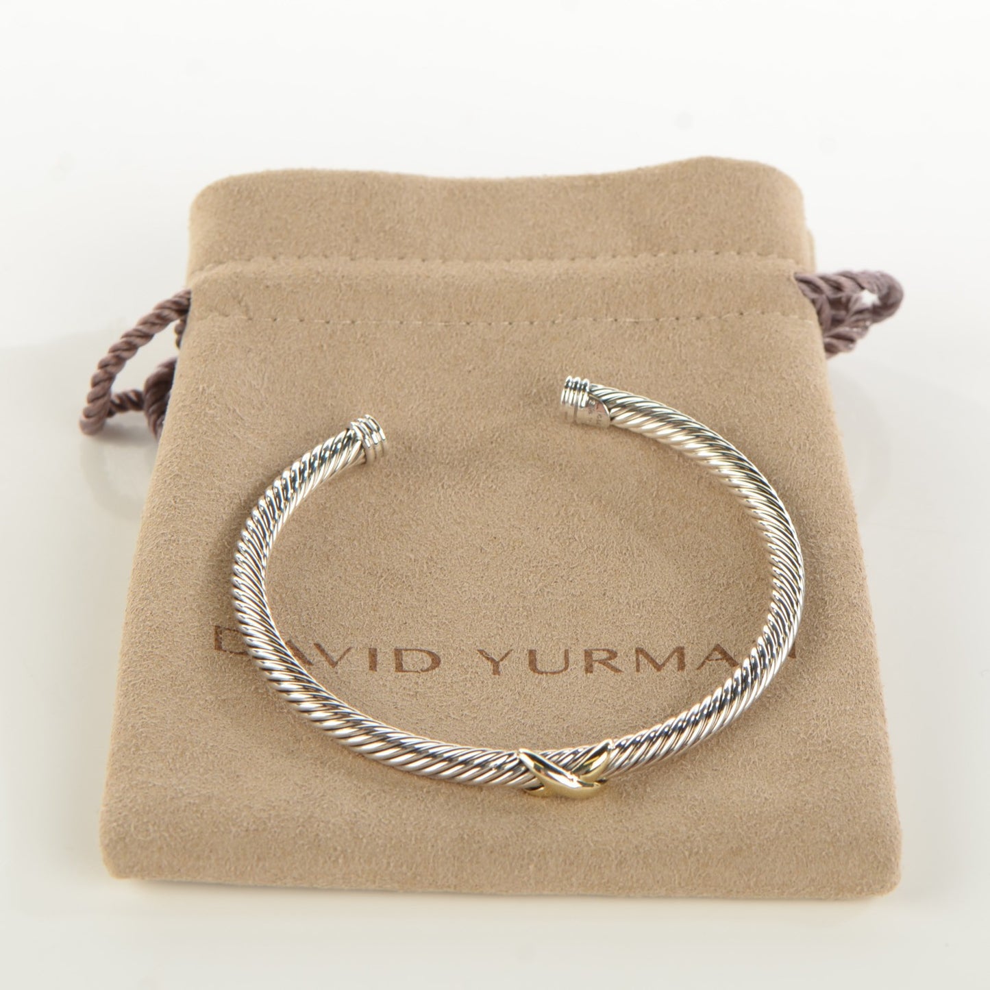 Sterling Silver 18K Yellow Gold 4mm X Station Cable Bracelet
