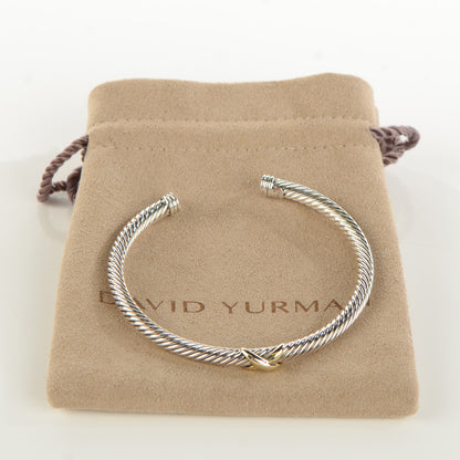 David Yurman Sterling Silver 18K Yellow Gold 4mm X Station Cable Bracelet 6 of 6