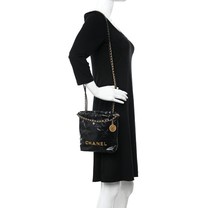 Chanel Shiny Calfskin Quilted Mini Chanel 22 Black 2 of 9