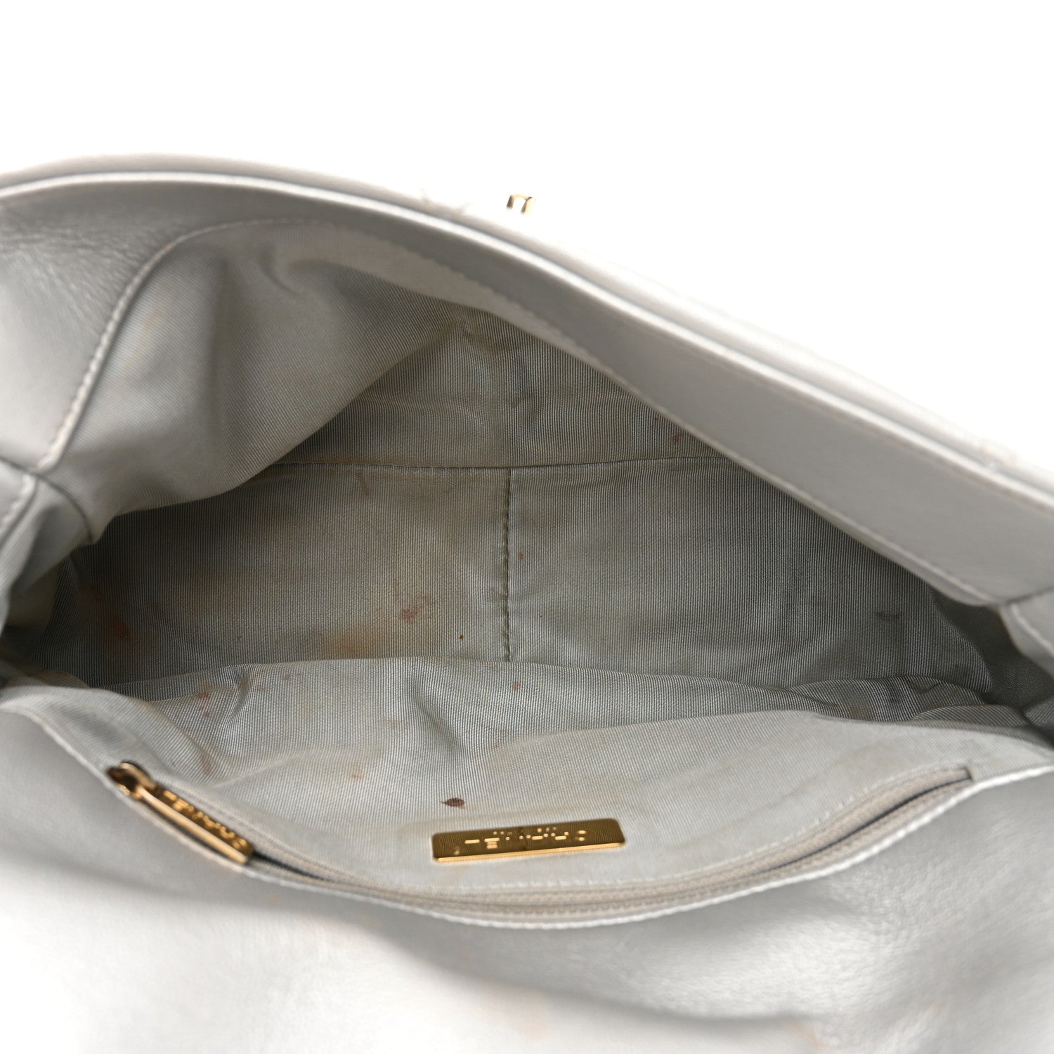Chanel Metallic Goatskin Quilted Large Chanel 19 Flap Silver 5 of 15