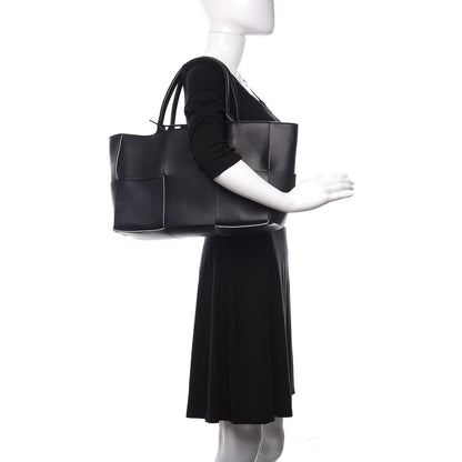 Bottega Veneta Nappa Maxi Intrecciato Arco Tote Black White 2 of 14