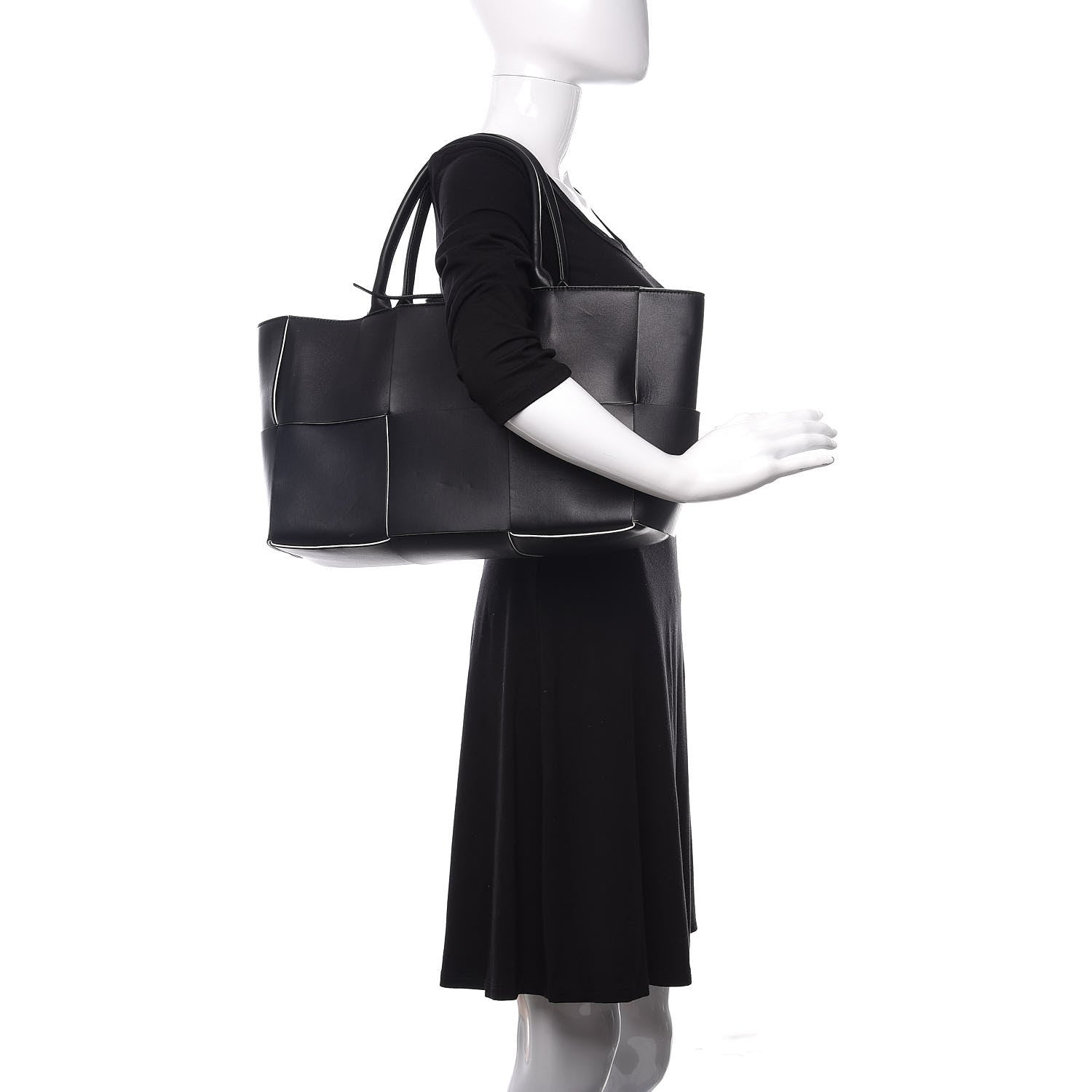 Bottega Veneta Nappa Maxi Intrecciato Arco Tote Black White 2 of 14