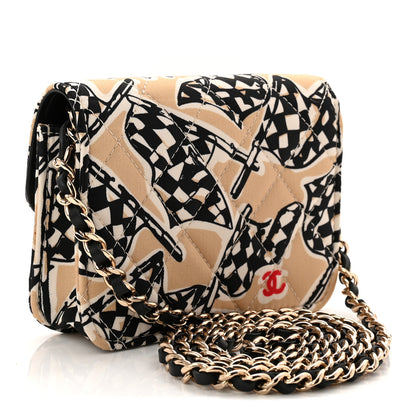 Chanel Canvas Check Flag Printed CC Clutch With Chain Beige Multicolor 3 of 11
