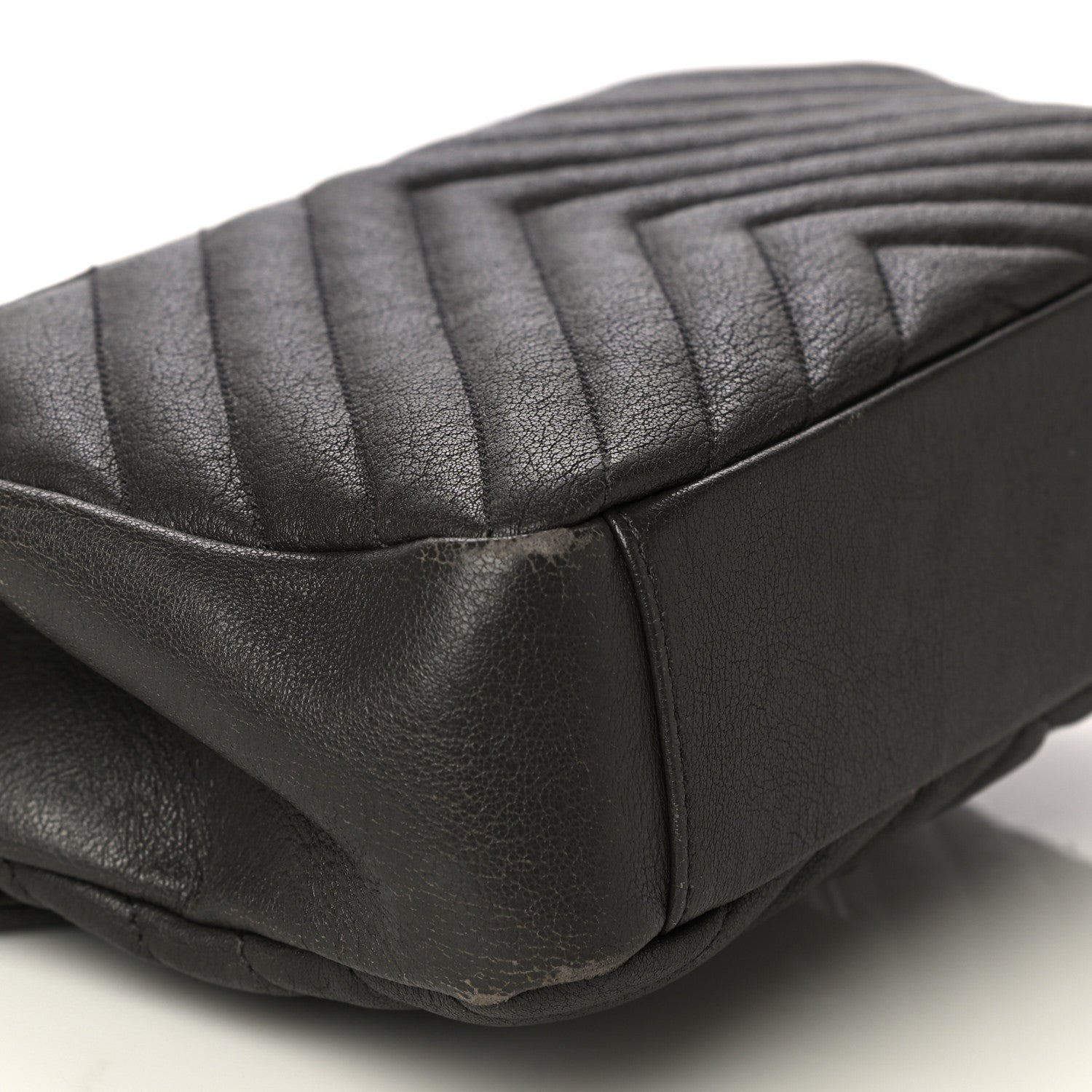 Saint Laurent Sheepskin Matelasse Chevron Monogram Medium College Bag Asphalt 13 of 21