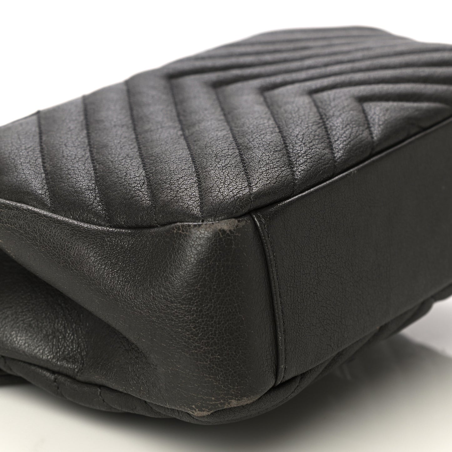 Sheepskin Matelasse Chevron Monogram Medium College Bag Asphalt