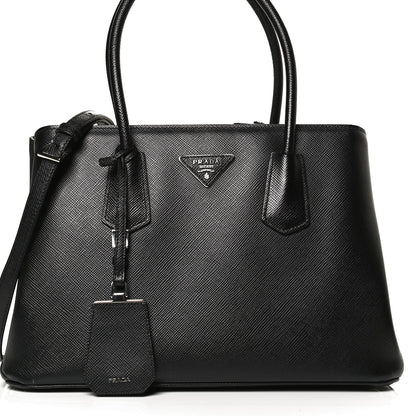 Prada Saffiano Cuir Twin Tote Black 8 of 12