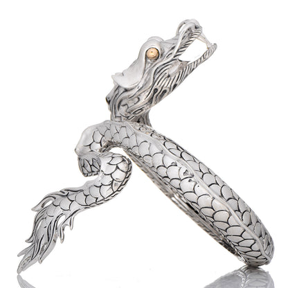 John Hardy Sterling Silver 18K Yellow Gold Naga Dragon Kick Cuff Bracelet 4 of 8