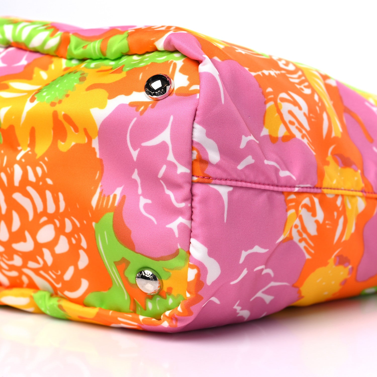 Prada Tessuto Nylon Floral Print Tote Pink Multicolor 10 of 10