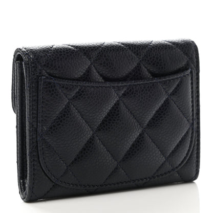 Chanel Caviar Quilted Flap Card Holder Wallet Navy Blue 3 of 9
