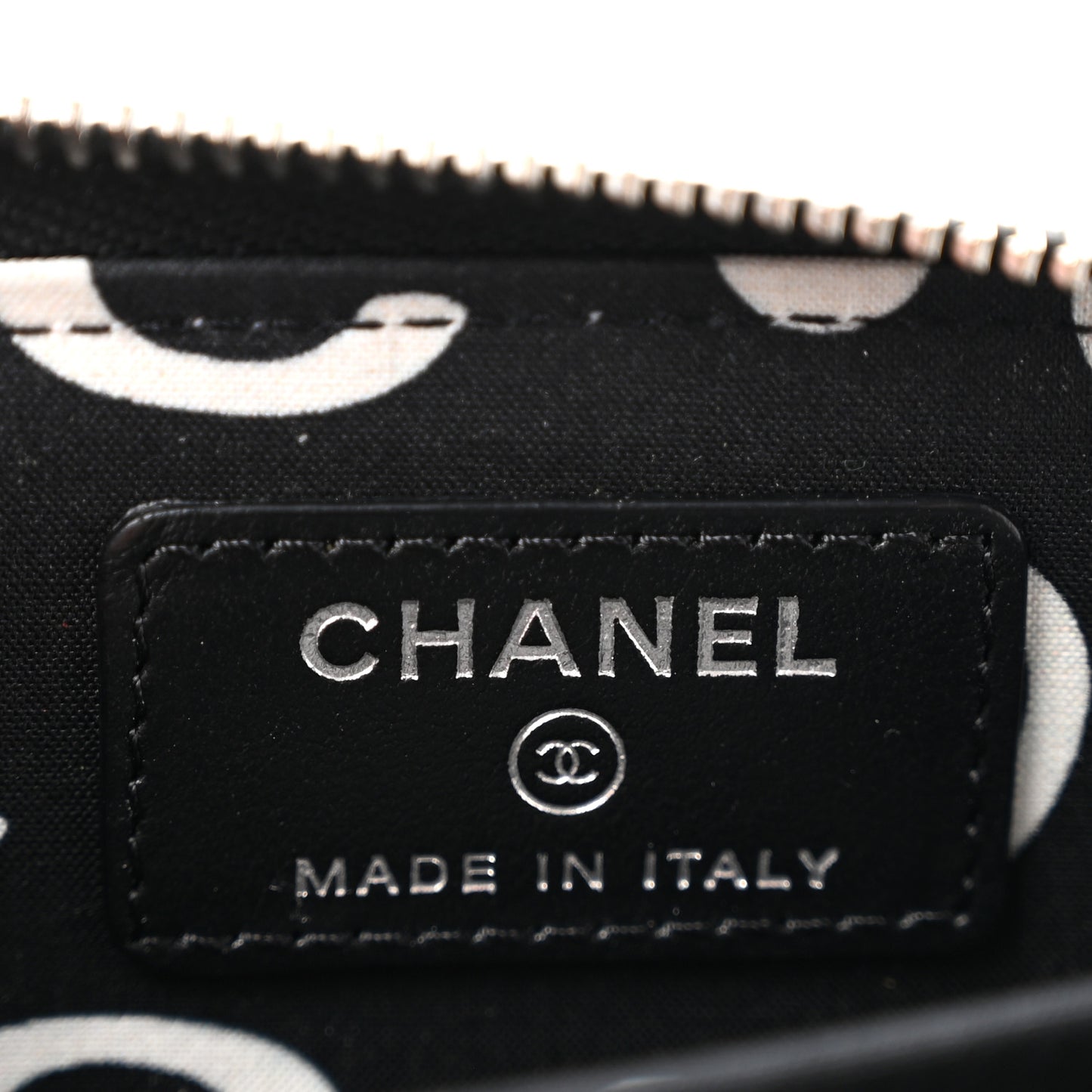 Caviar Quilted Coco Chanel Logo CC Zip Coin Purse Black