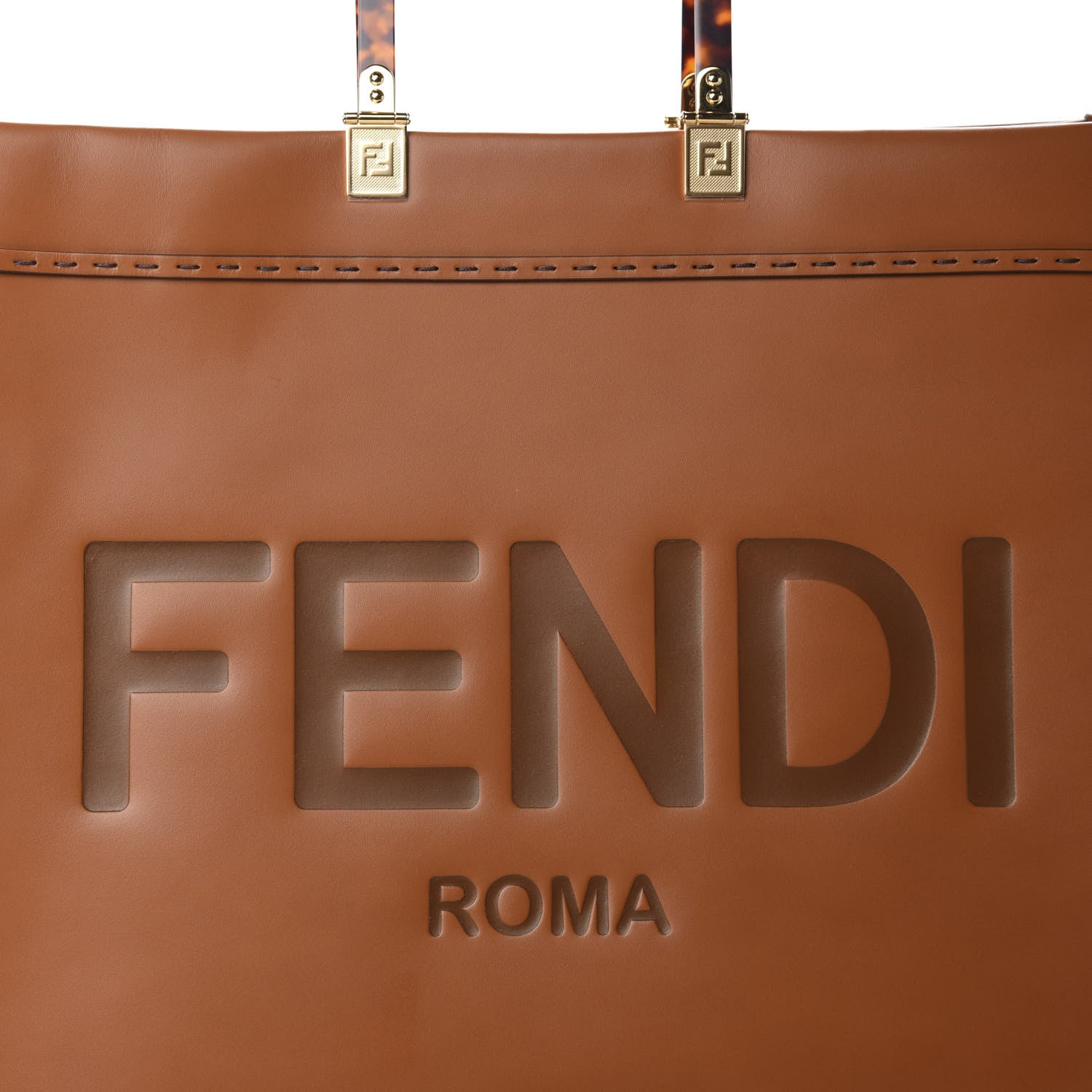 Fendi Vitello King Plexiglass Large Fendi Sunshine Shopper Tote Cuoio 9 of 9