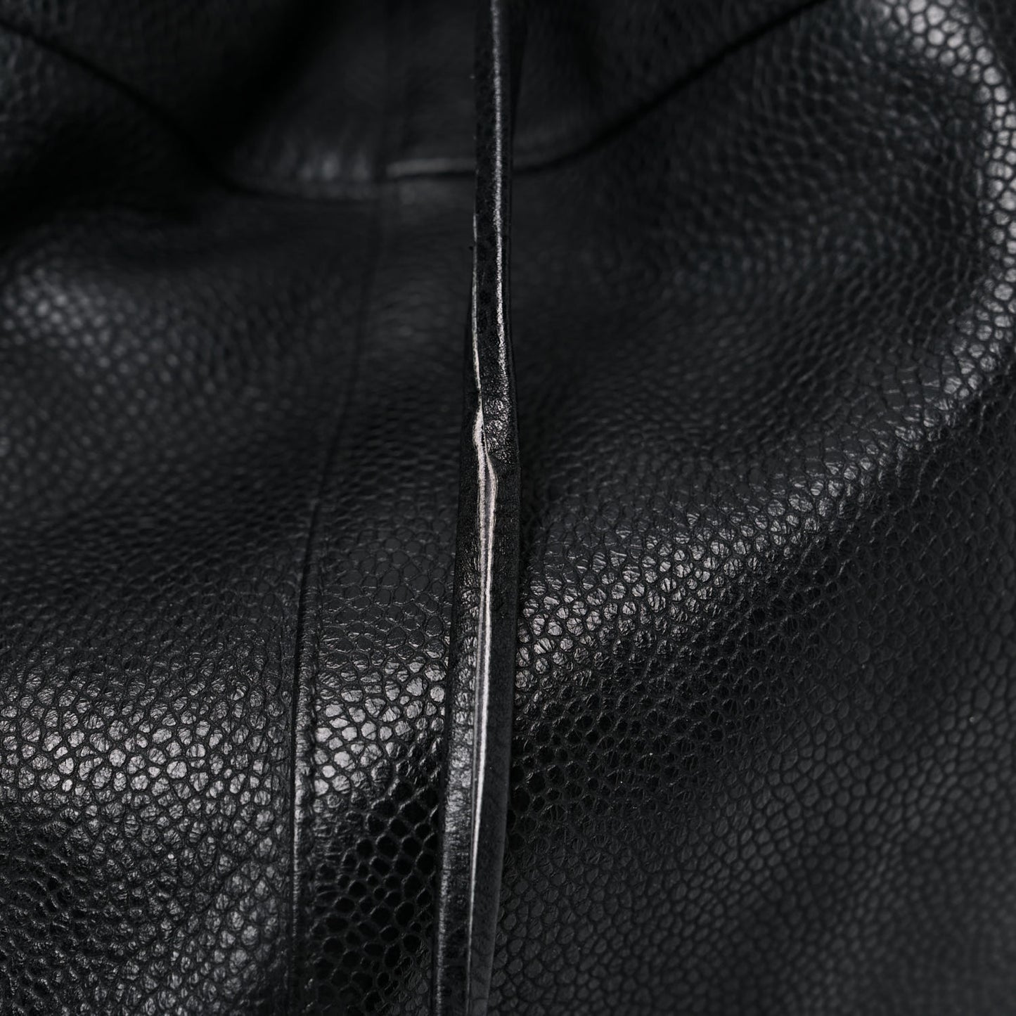 Caviar Quilted Drawstring Backpack Black
