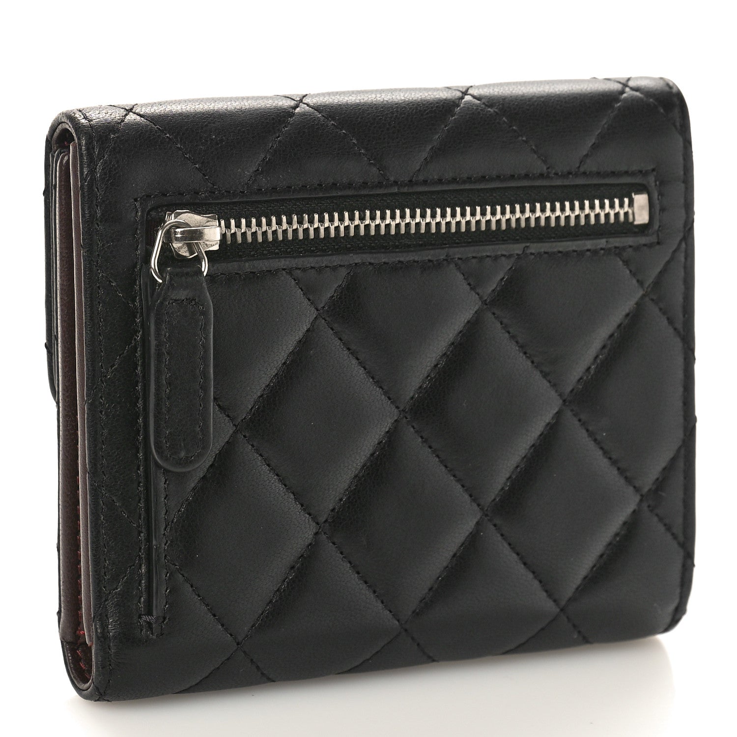 Chanel Lambskin Quilted Small Compact Wallet Black 3 of 11