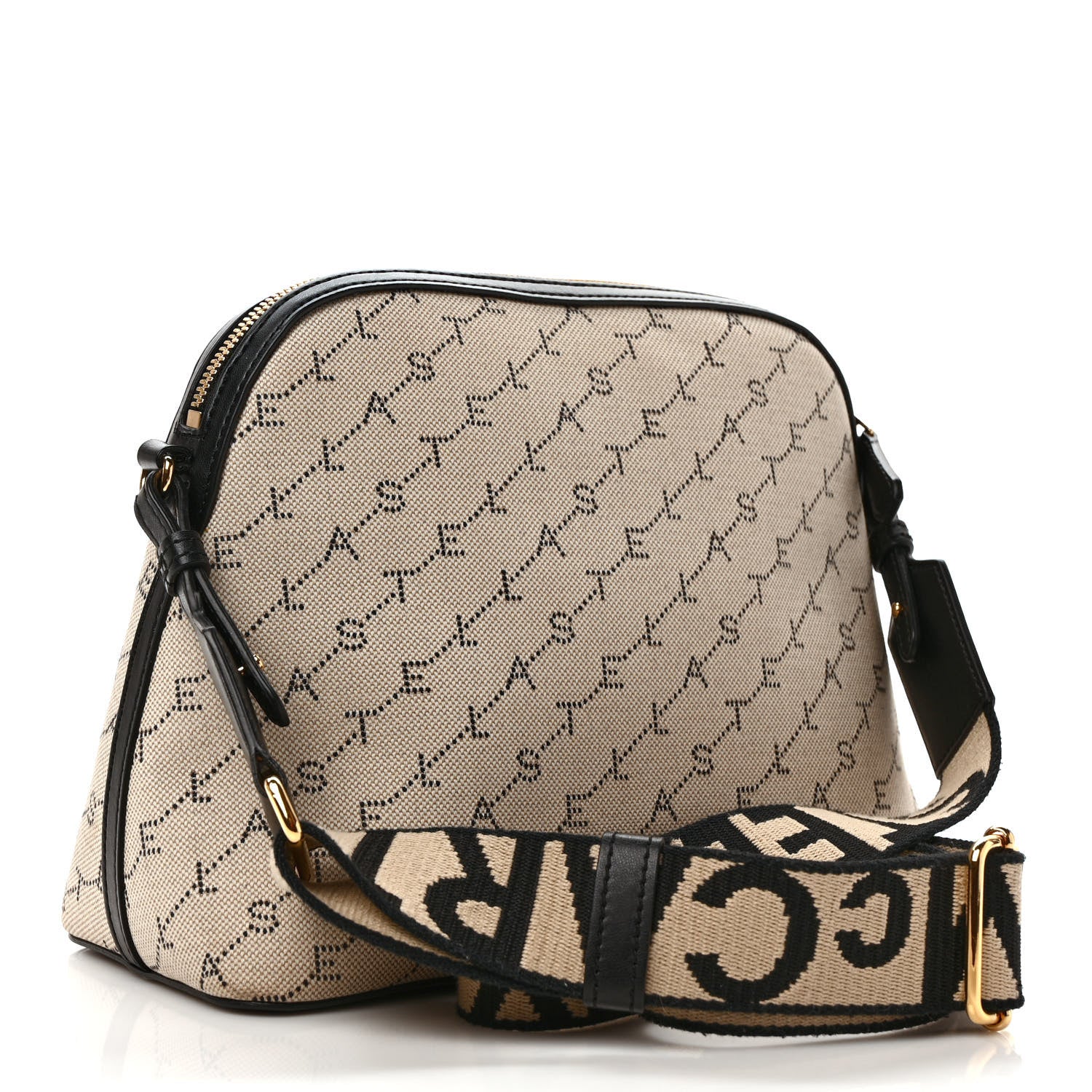 Stella McCartney Monogram Canvas Stella Logo Zip Shoulder Bag Neutral 3 of 9