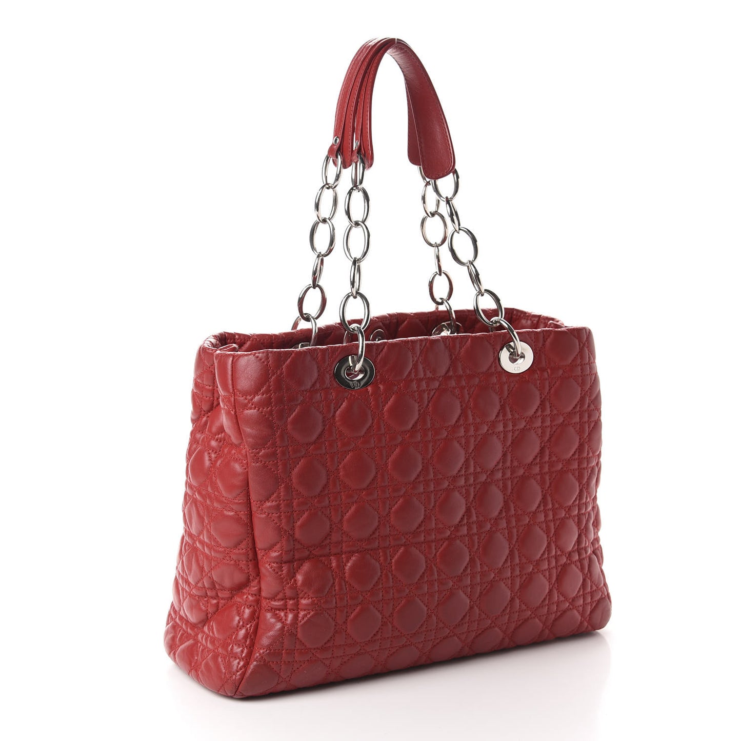 Lambskin Cannage Large Dior Soft Shopping Tote Red