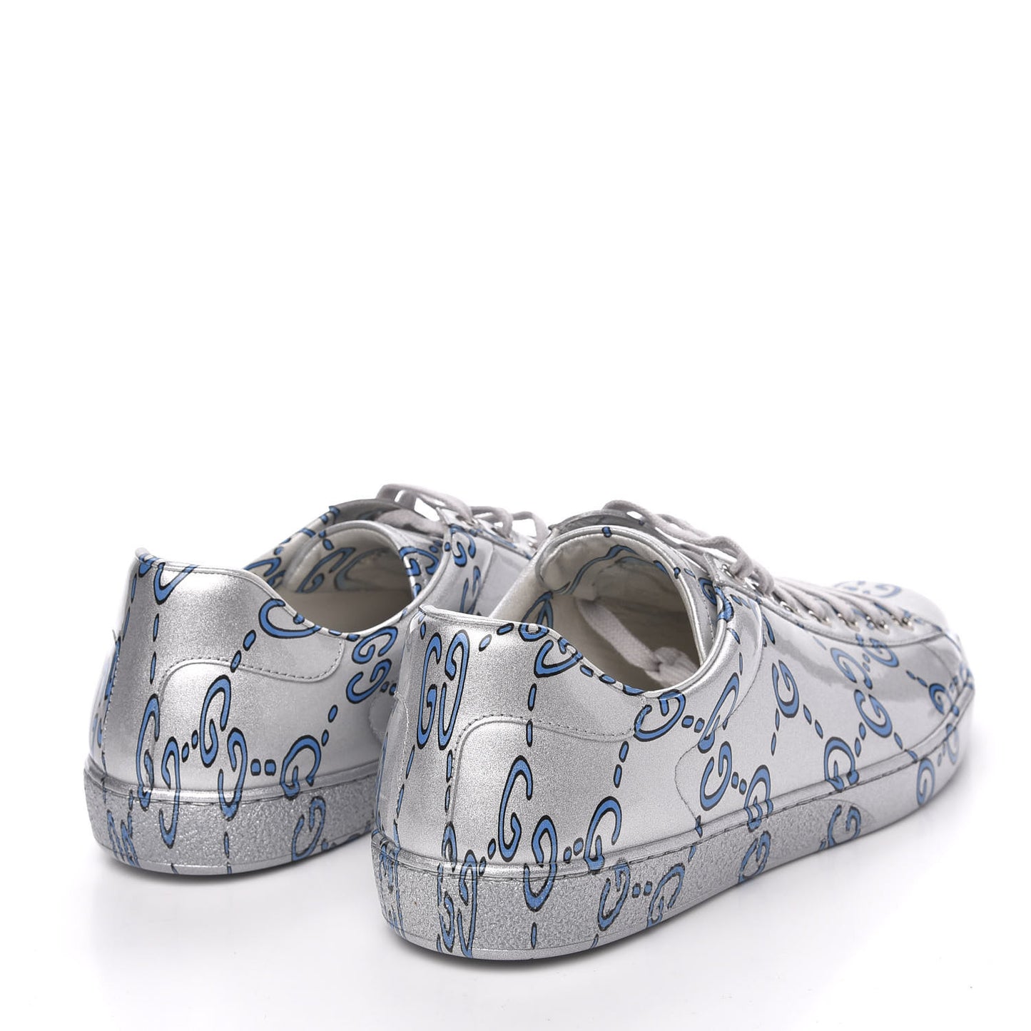 Miro Rubber Wax GucciGhost Print Mens New Ace Sneakers 9 Silver