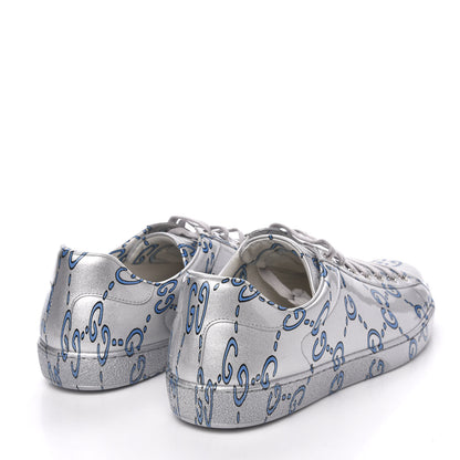 Gucci Miro Rubber Wax GucciGhost Print Mens New Ace Sneakers 9 Silver 4 of 9