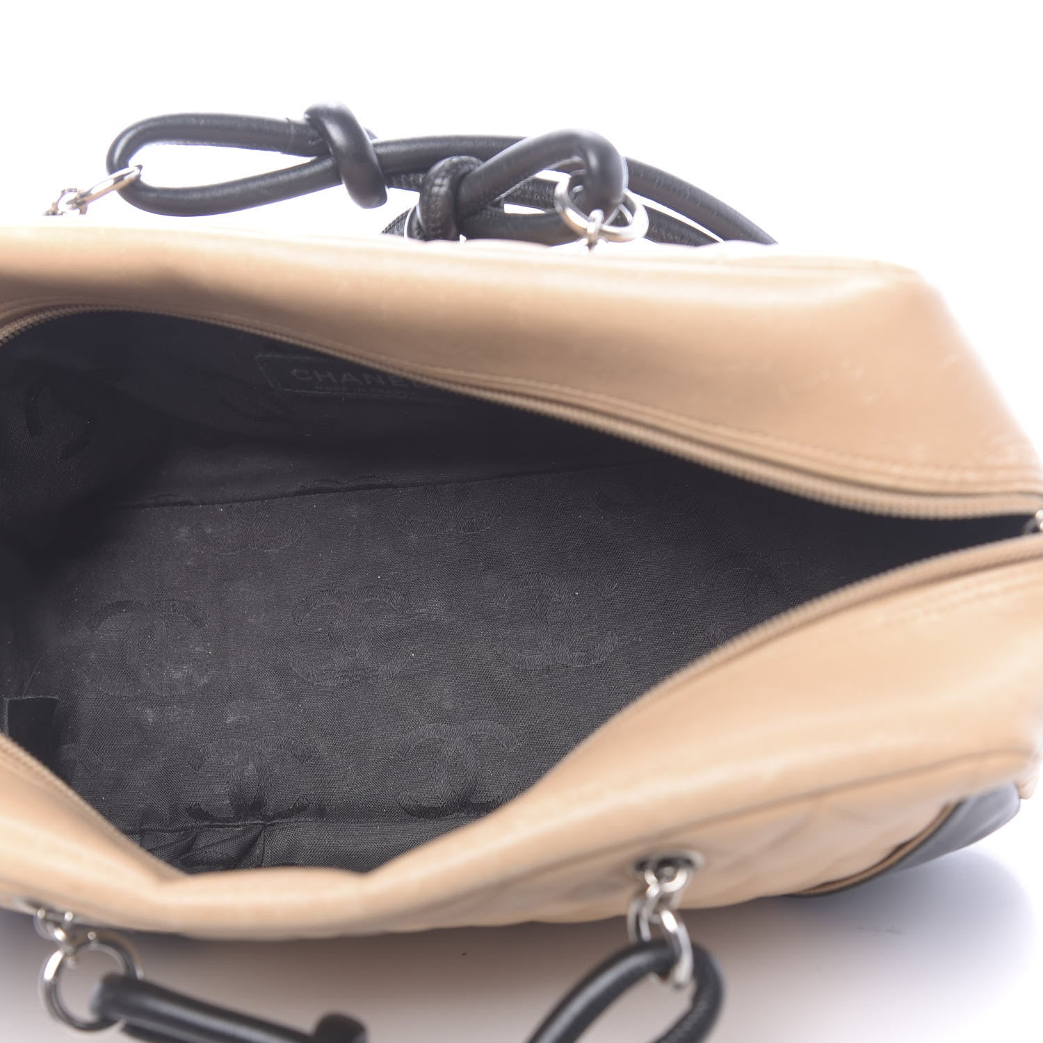 Chanel Calfskin Quilted Large Cambon Bowler Beige Black 5 of 18