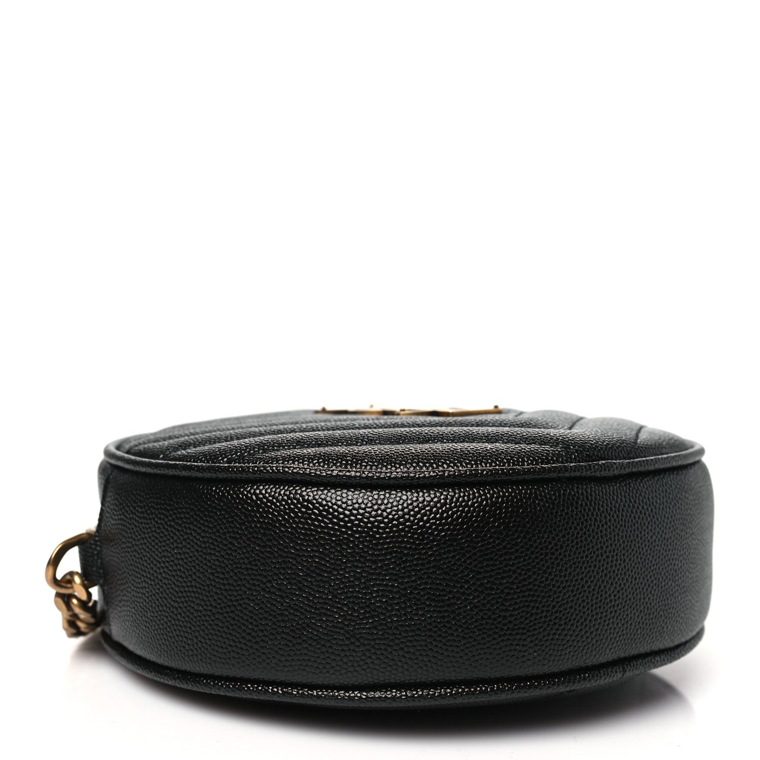 Saint Laurent Grain De Poudre Matelasse Chevron Quilted Round Vinyle Camera Bag Black 4 of 9