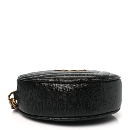 Saint Laurent Grain De Poudre Matelasse Chevron Quilted Round Vinyle Camera Bag Black 4 of 9