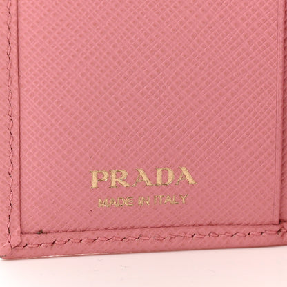 Prada Saffiano Metal Compact Snap Bi-Fold Wallet Petalo 6 of 8