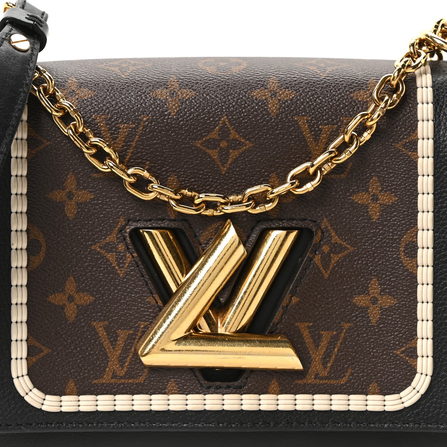 Calfskin Monogram Braided Twist Shoulder Bag MM Black