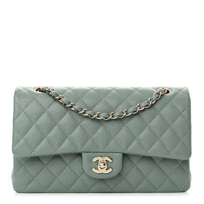 Chanel Caviar Quilted Medium Double Flap Green 1 of 11
