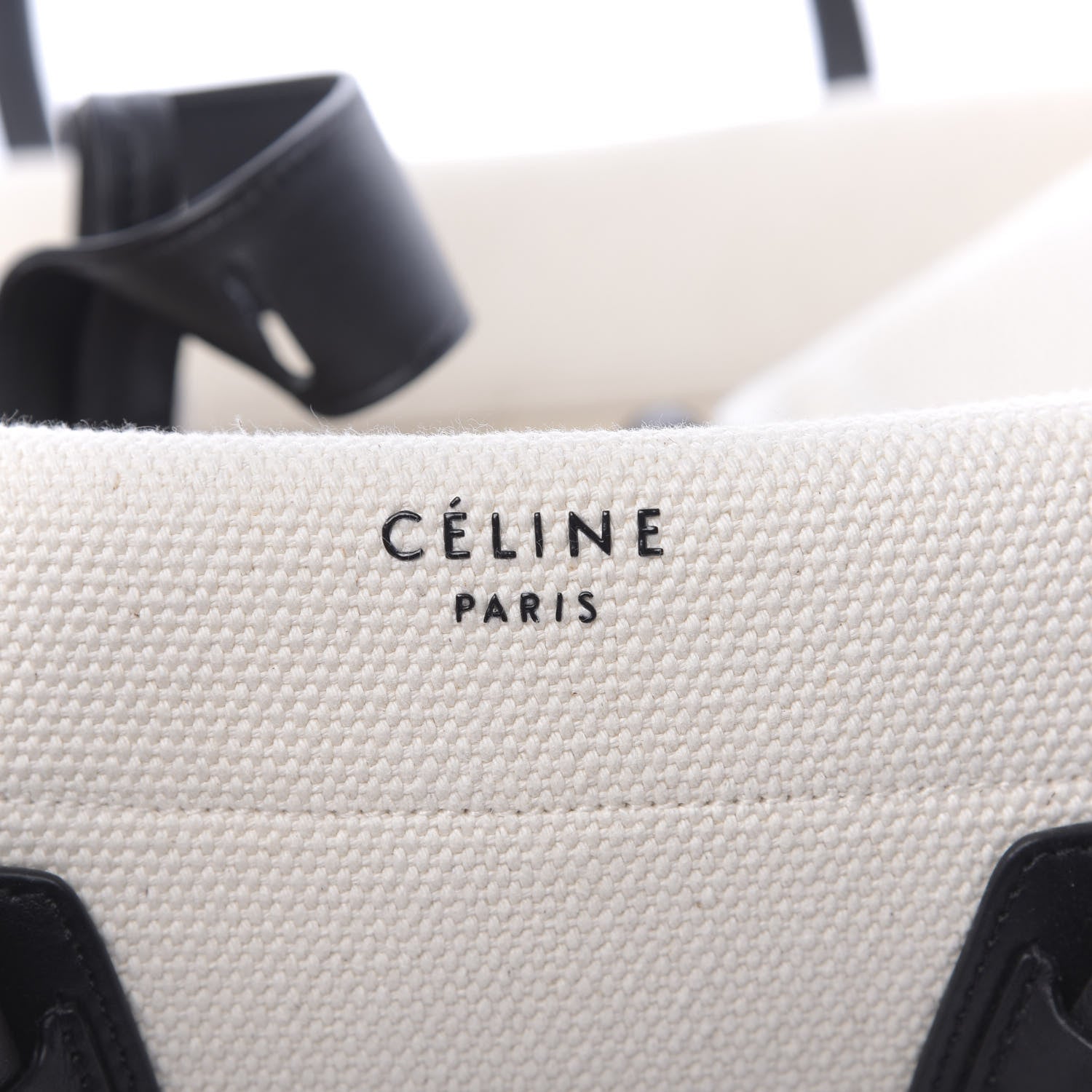Celine Cotton Canvas Medium Phantom Luggage White Black 7 of 12