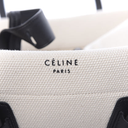 Celine Cotton Canvas Medium Phantom Luggage White Black 7 of 12