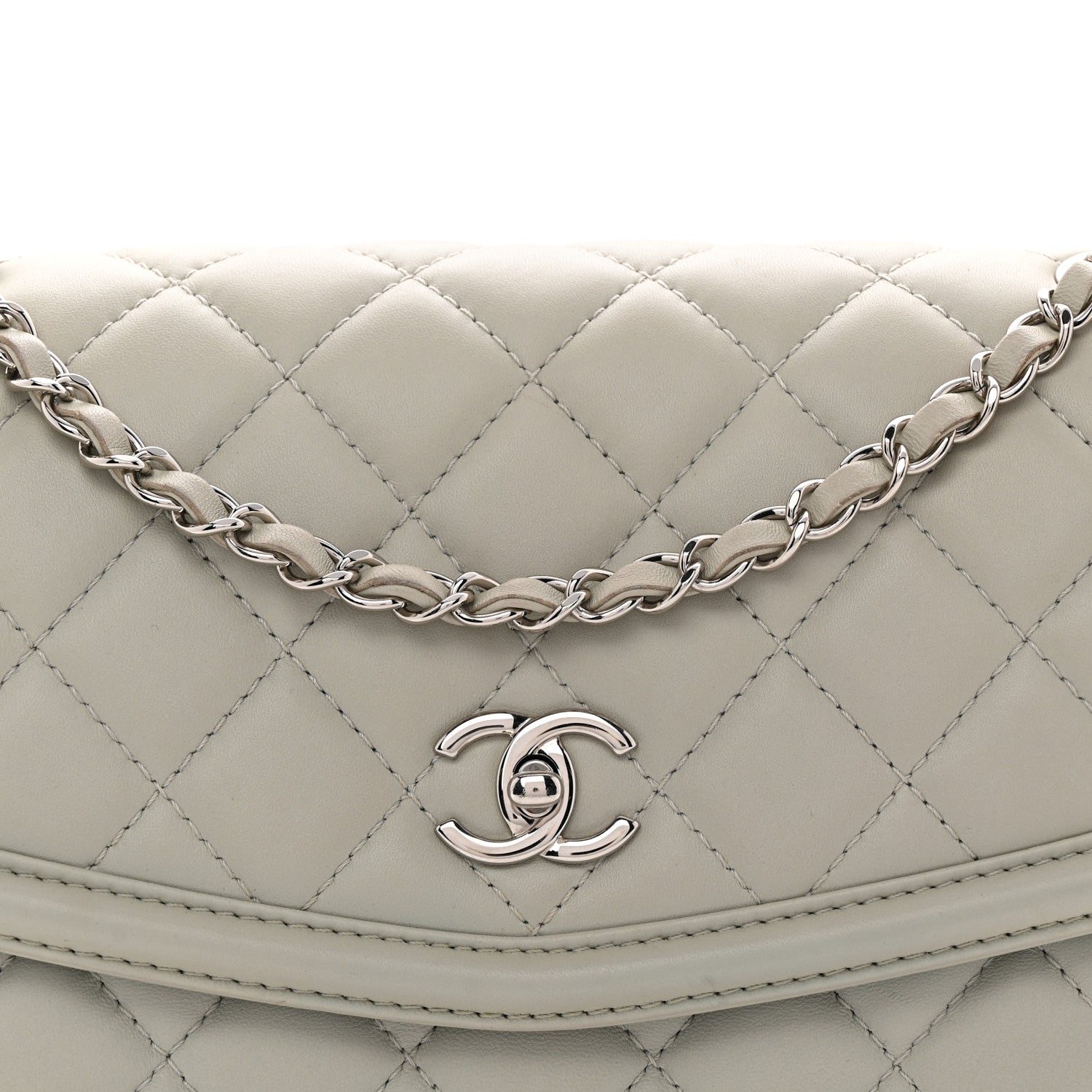 Chanel Lambskin Quilted Large Geometric Flap Light Grey Light Grey 8 of 12