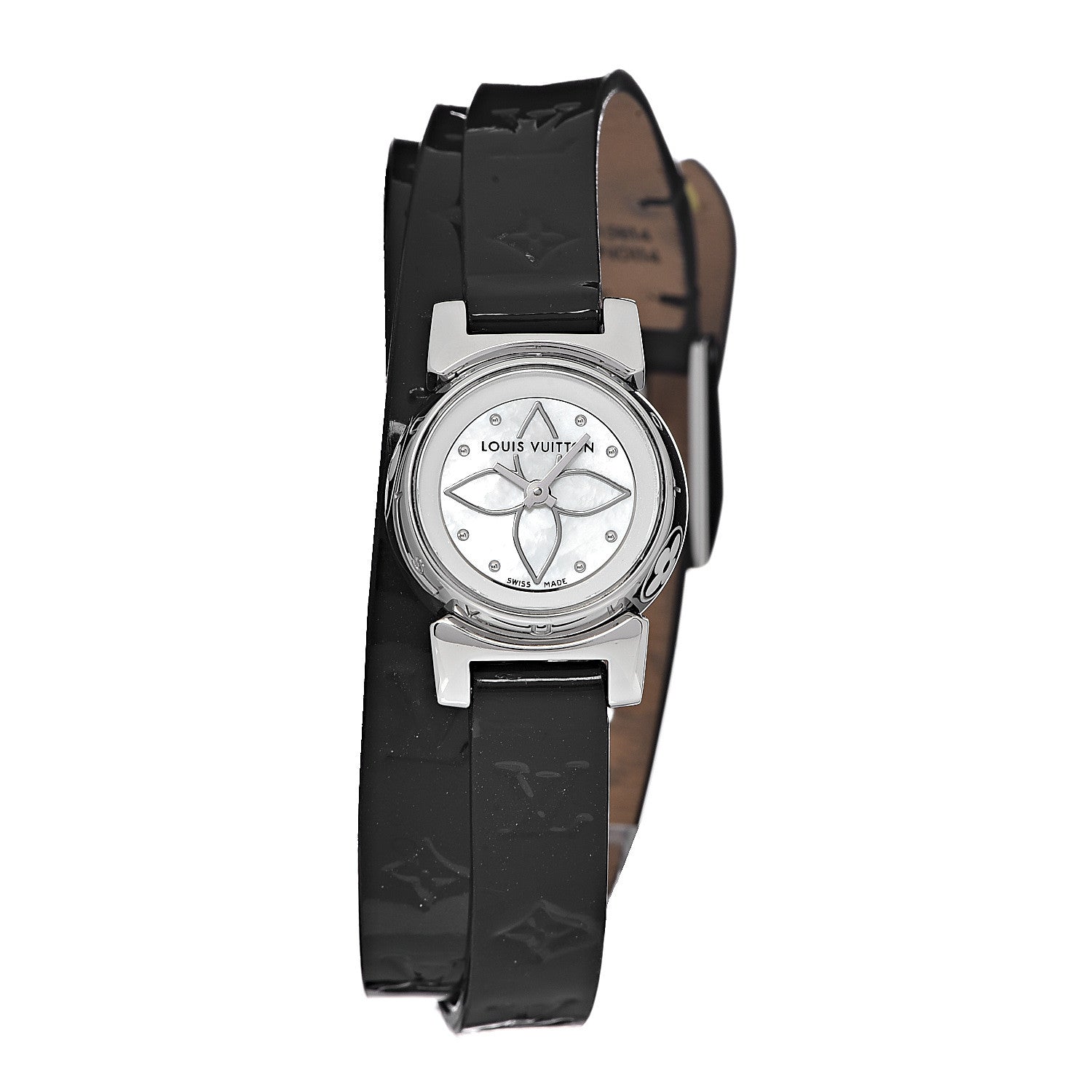 Louis Vuitton Stainless Steel Vernis Mother of Pearl 18mm Tambour Bijou Quartz Watch 1 of 12