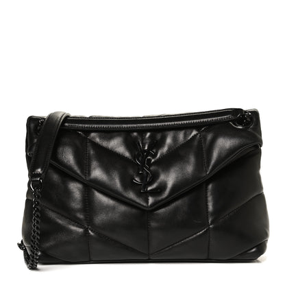 Saint Laurent Lambskin Quilted Small Loulou Puffer Monogram Chain Satchel Black 1 of 11