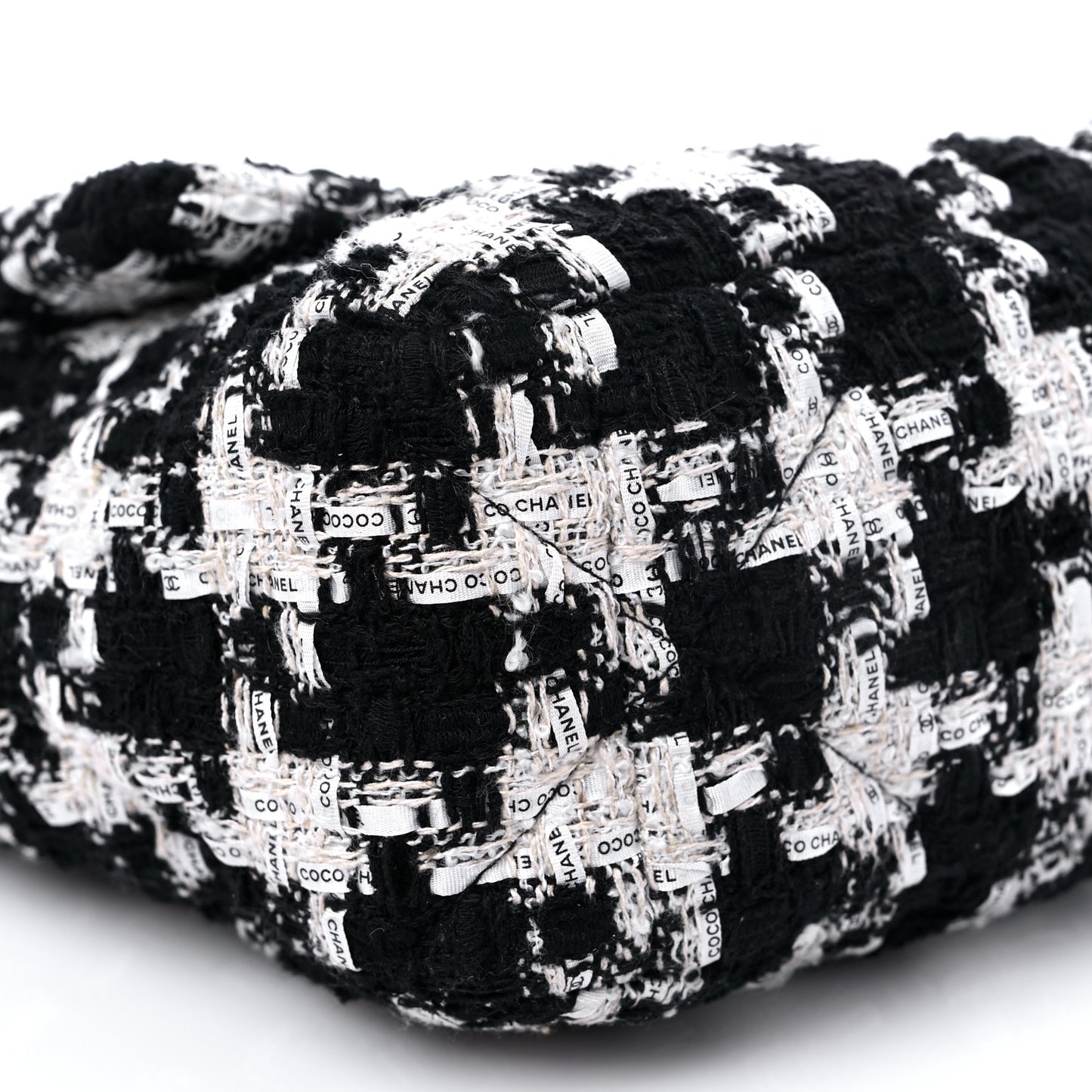 Tweed Quilted Large Chanel 19 Flap Black Ecru White