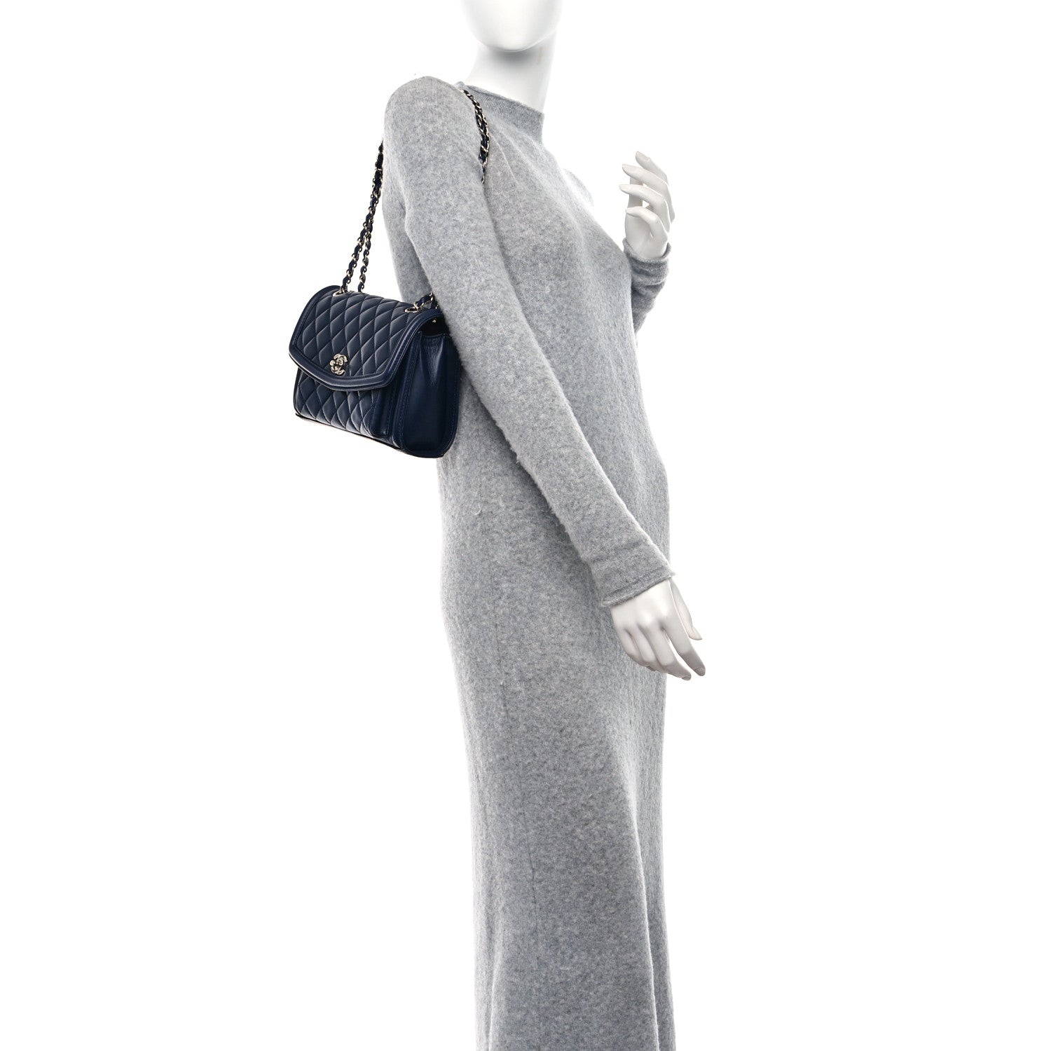 Chanel Lambskin Quilted Small Geometric Flap Navy 2 of 11