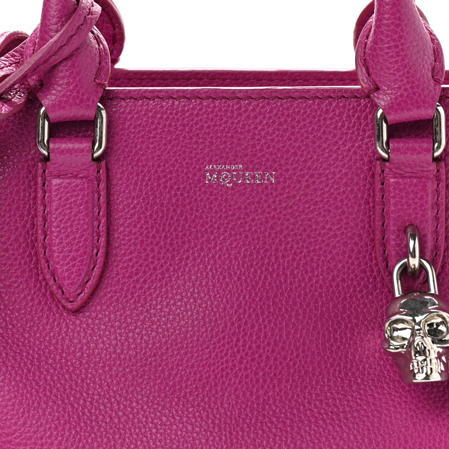 Pebbled Calfskin Small Skull Padlock Zip Around Tote Bouganville