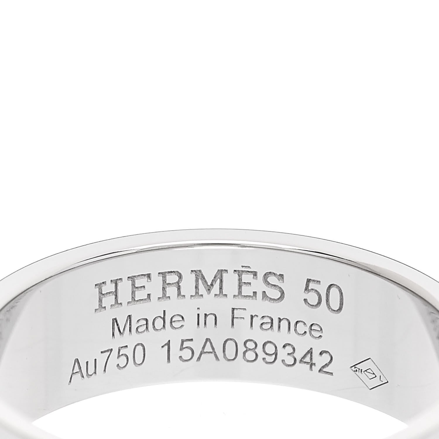 Hermes 18K White Gold Diamond PM H D'Ancre Ring 50 5.25 4 of 5