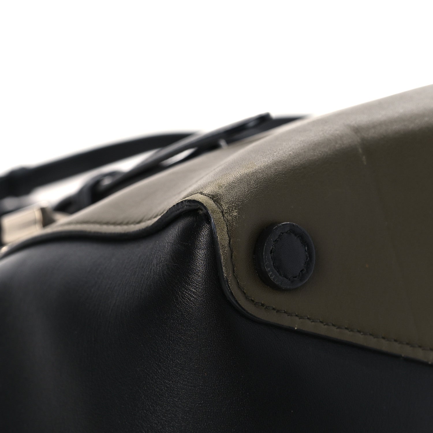 Prada City Calfskin Convertible Top Handle Tote Militare Green Black 9 of 14