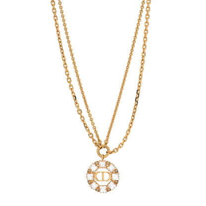 Christian Dior Crystal Petit CD Double Chain Necklace Gold 1 of 5