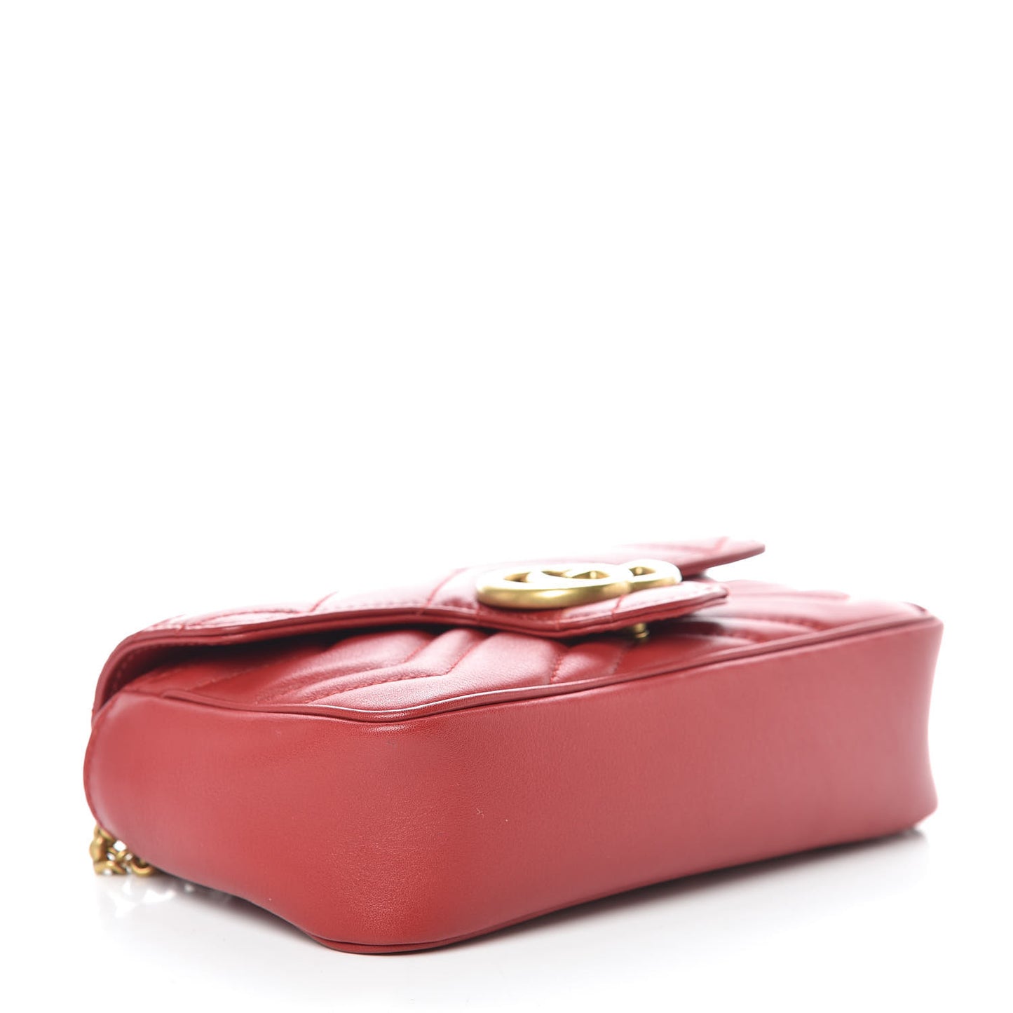 Calfskin Matelasse Super Mini GG Marmont Shoulder Bag Hibiscus Red