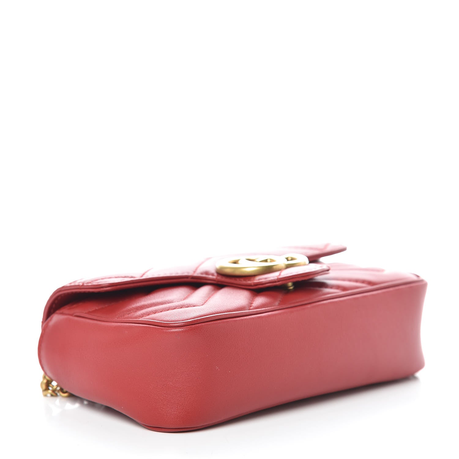 Gucci Calfskin Matelasse Super Mini GG Marmont Shoulder Bag Hibiscus Red 4 of 10