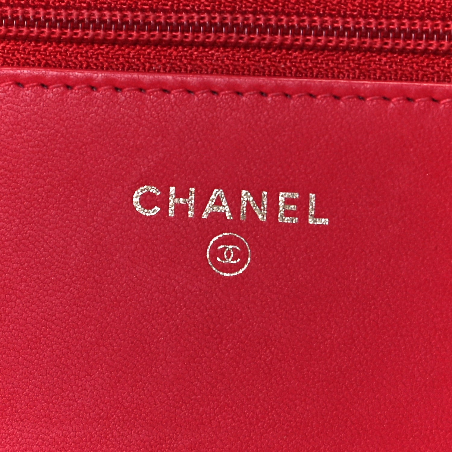 Chanel Goatskin Quilted Diamond CC Wallet On Chain WOC Red 7 of 9