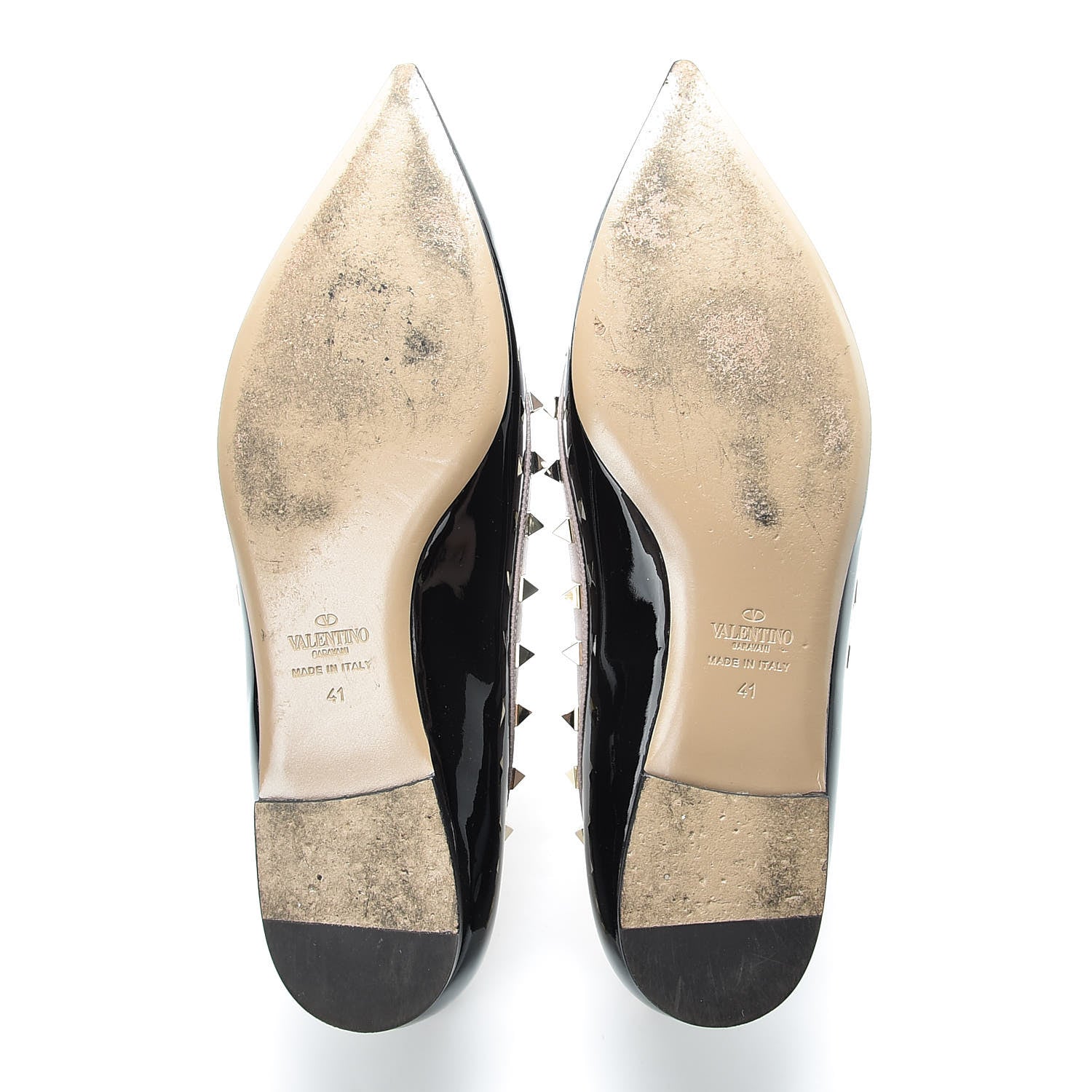 Valentino Garavani Patent Rockstud Ballerina Flats 41 Black Poudre 7 of 19
