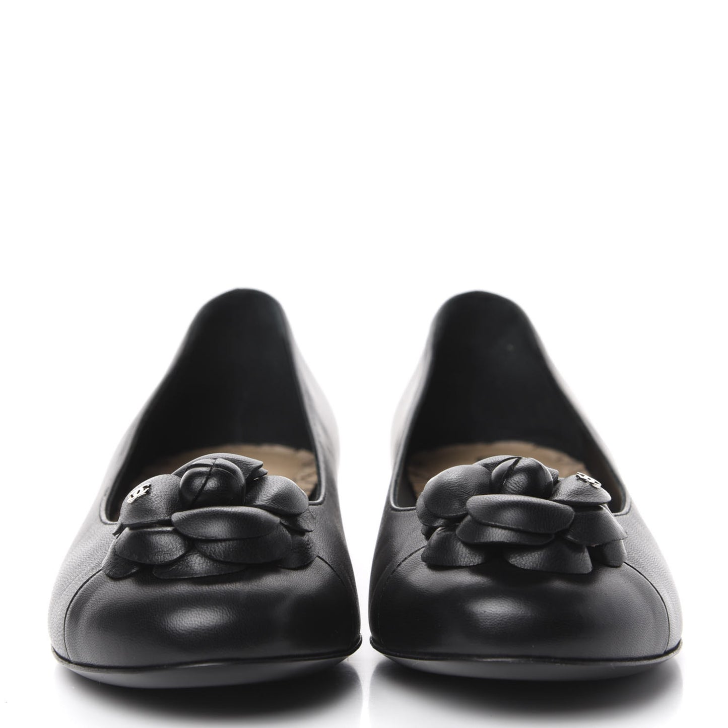 Lambskin Camellia Ballerina Flats 39 Black
