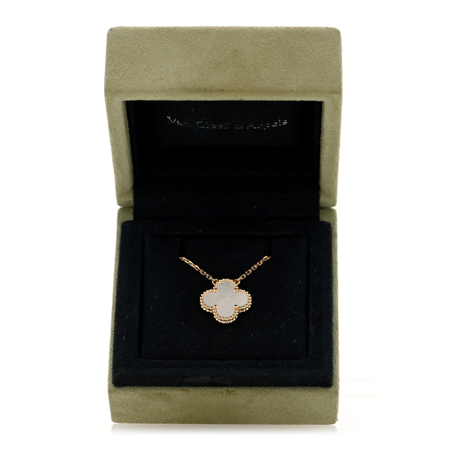 18K Yellow Gold Mother of Pearl Vintage Alhambra Pendant Necklace